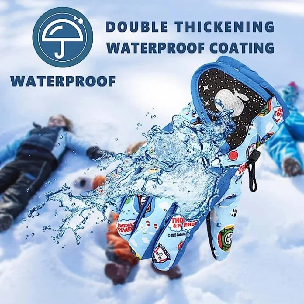 Kids Snow Gloves for Boys Girls Winter Waterproof Insulated Thomas the Train - Picture 2 of 7